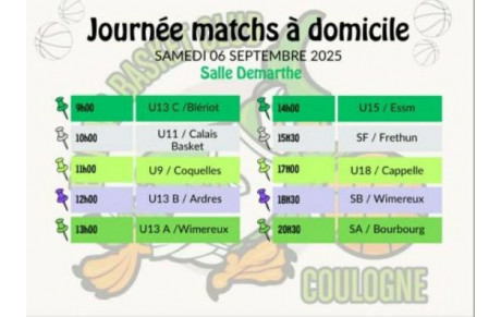 JOURNEE MATCHS A DOMICILE SAMEDI 06 SEPTEMBRE