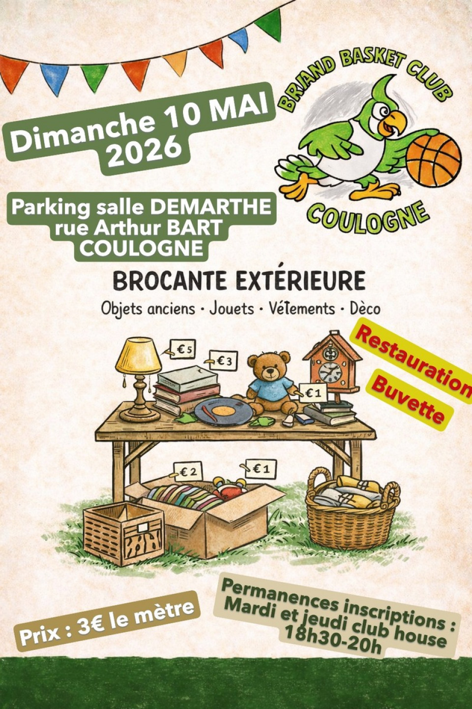 PREMIERE BROCANTE EXTERIEURE  du BBC COULOGNE